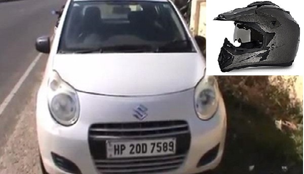 ऊना पुलिस ने काट दिया कार का बिना हेलमेट चालान