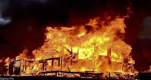 भोरंज में 4 कमरों का मकान जलकर राख