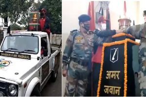 पालमपुर सैन्य स्टेशन पहुंची स्वर्णिम विजय मशाल, हुआ भव्य स्वागत