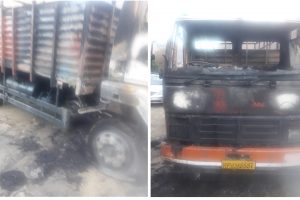 शिमला: NH पर खड़े ट्रक में अचानक लगी आग, अगला हिस्सा पूरी तरह जला