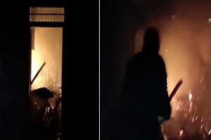 लडभड़ोल में 3 मंजिला मकान की तीसरी मंजिल में लगी आग 2 कमरे जलकर राख