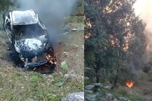 जोगिंदरनगर: कार में लगी आग, युवक ने छलांग लगाकर बचाई जान