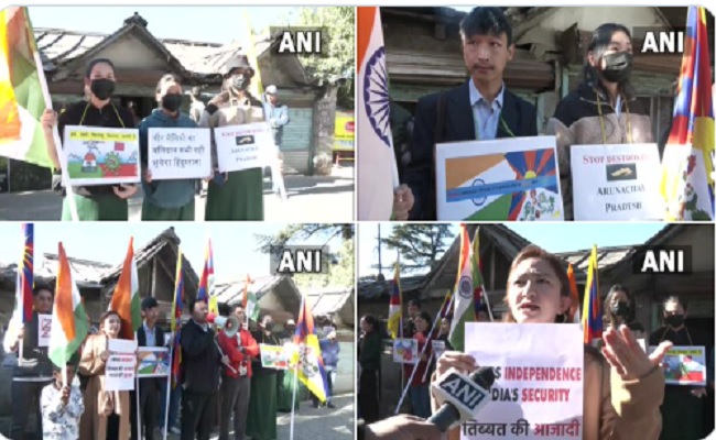 मैक्लोडगंज में निर्वासित तिब्बतियों ने चीन के खिलाफ किया प्रदर्शन