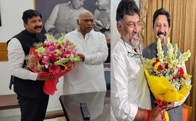 कर्नाटक के उपमुख्यमंत्री डीके शिव, कांग्रेस के राष्ट्रीय अध्यक्ष मल्लिकार्जुन खड़गे और मुकेश अग्निहोत्री