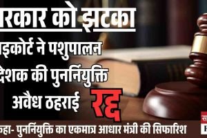 सरकार को झटका: हाइकोर्ट ने पशुपालन निदेशक की पुनर्नियुक्ति की रद्द, कहा- पुनर्नियुक्ति का एकमात्र आधार मंत्री की सिफारिश
