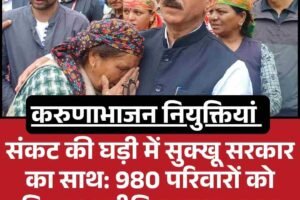 संकट की घड़ी में सुक्खू सरकार का साथ: 980 परिवारों को मिला आजीविका का सहारा, करुणाभाजन नियुक्तियां