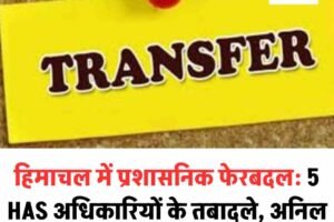 हिमाचल में प्रशासनिक फेरबदल: 5 HAS अधिकारियों के तबादले, अनिल बने बिजली नियामक आयोग के सचिव