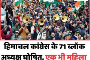 हिमाचल कांग्रेस के 71 ब्लॉक अध्यक्ष घोषित, एक भी महिला को नहीं मिली जगह
