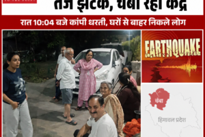 हिमाचल में भूकंप के तेज झटके, चंबा रहा केंद्र रात 10:04 बजे कांपी धरती, घरों से बाहर निकले लोग