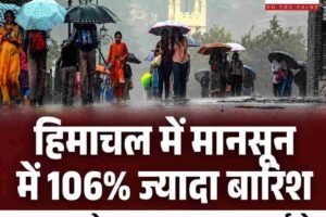 हिमाचल में मानसून का बढ़ता कहर, सामान्य से 106% अधिक बारिश; 15.27 करोड़ का नुकसान, 6 जुलाई से फिर भारी बारिश का अलर्ट