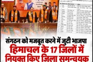संगठन को मजबूत करने में जुटी भाजपा: हिमाचल के 17 जिलों में नियुक्त किए जिला समन्वयक