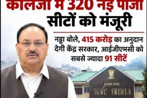 हिमाचल: छह मेडिकल कॉलेजों में 320 नई पीजी सीटों को मंजूरी, नड्डा बोले, 415 करोड़ का अनुदान देगी केंद्र सरकार